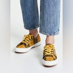 Superga Tartan Yellow/Black/Red Plaid Low Top Unisex Sneakers Size W10 M8.5